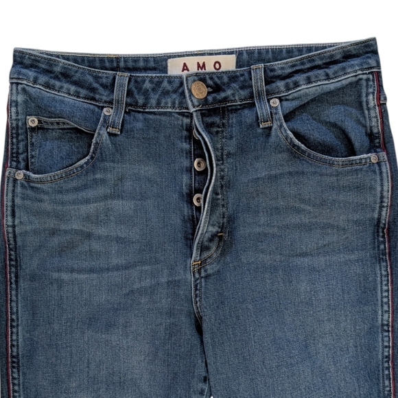 AMO Denim "The Babe" Jeans with Piping High Rise Straight Leg – Dark Vintage 30 - Picture 6 of 11